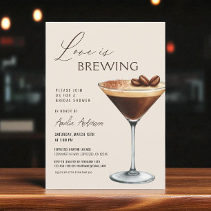 Kärlek bryggs Bröllopsdusch Espresso Martini Inbjudningar