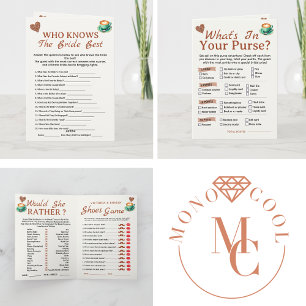 Kärlek bryggs Bröllopsdusch Fest 4 lekar Kul Kort