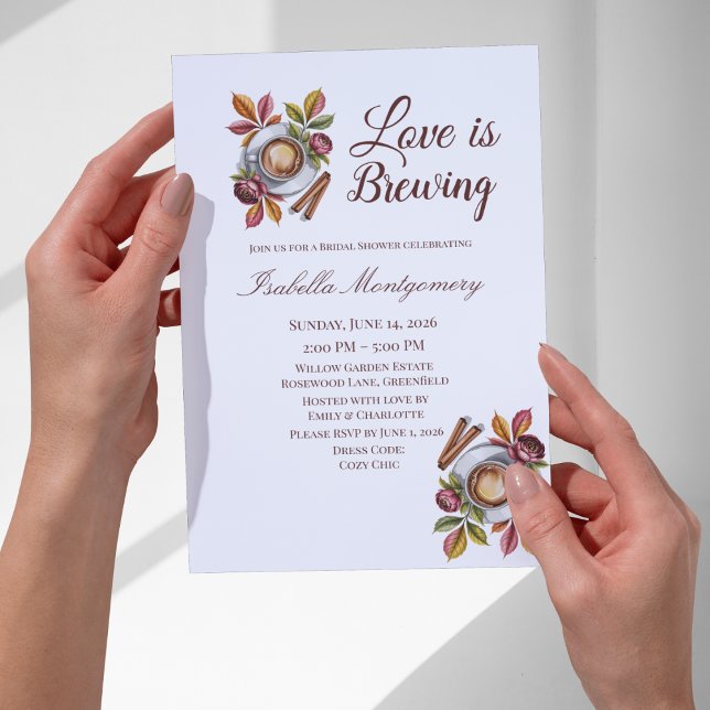 Kärlek bryggs Bröllopsdusch för höstens kaffe Inbjudningar (Love Is Brewing Fall Coffee Bridal Shower Invitations
)