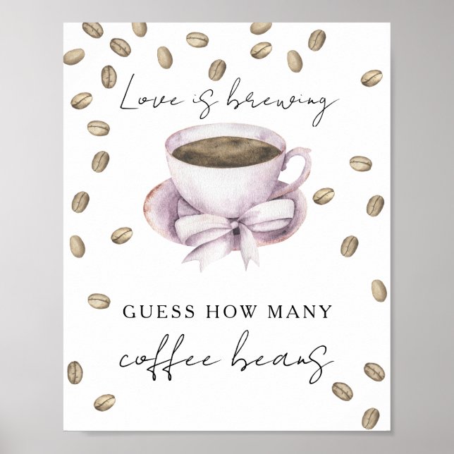 Kärlek bryggs bröllopsdusch Hur många kaffebönor Poster (Framsidan)