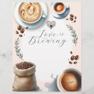 Kärlek bryggs Bröllopsdusch Kaffe Reklamblad