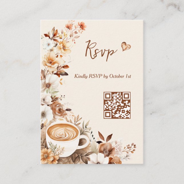 Kärlek bryggs Bröllopsdusch QR-kod RSVP Tilläggskort (Framsida)