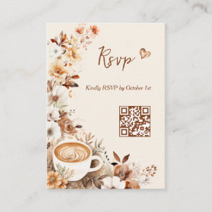 Kärlek bryggs Bröllopsdusch QR-kod RSVP Tilläggskort