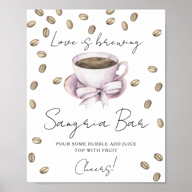 Kärlek bryggs Bröllopsdusch sangriabar Poster (Framsidan)