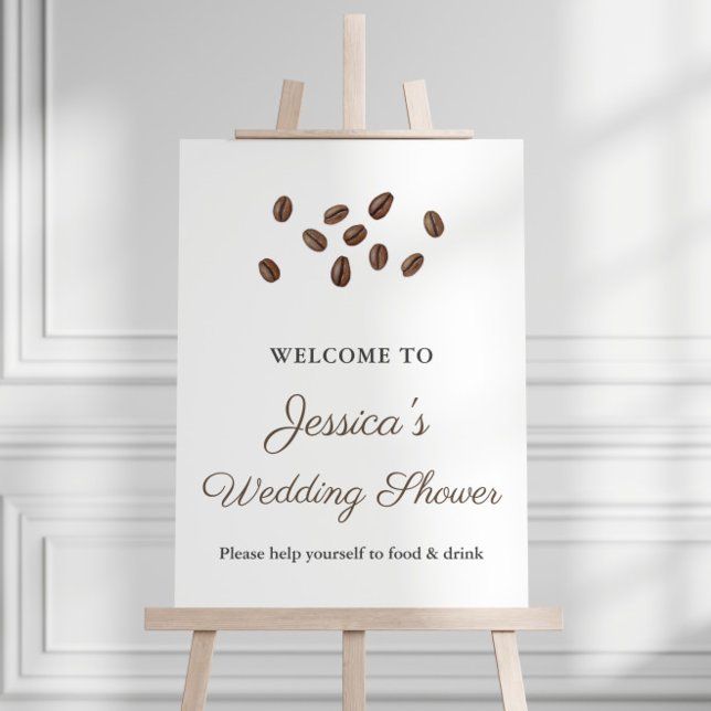 Kärlek bryggs Bröllopsdusch Välkomstskylt Poster (Coffee Beans Wedding Shower or Bridal Shower Welcome Sign)