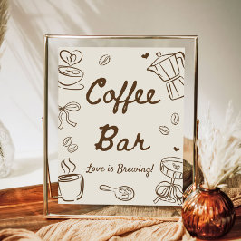 Kärlek bryggs Bröllopskaffe Bar Poster