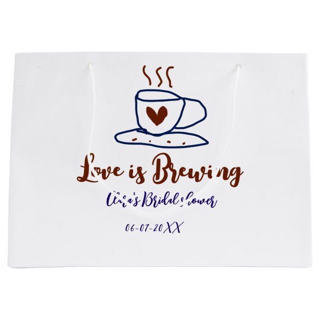 Kärlek bryggs brun blå bröllopsdusch lägg till nam (Framsidan)