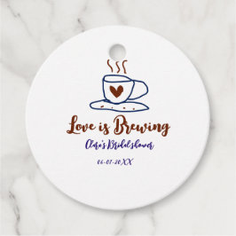 Kärlek bryggs brun blå bröllopsdusch lägg till nam gåvor etiketter