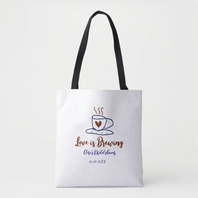 Kärlek bryggs brun blå bröllopsdusch lägg till nam tygkasse (Framsida)