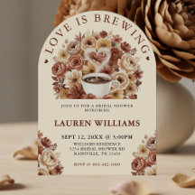 Kärlek bryggs Brun Blommig Kaffe Hjärtbröllop