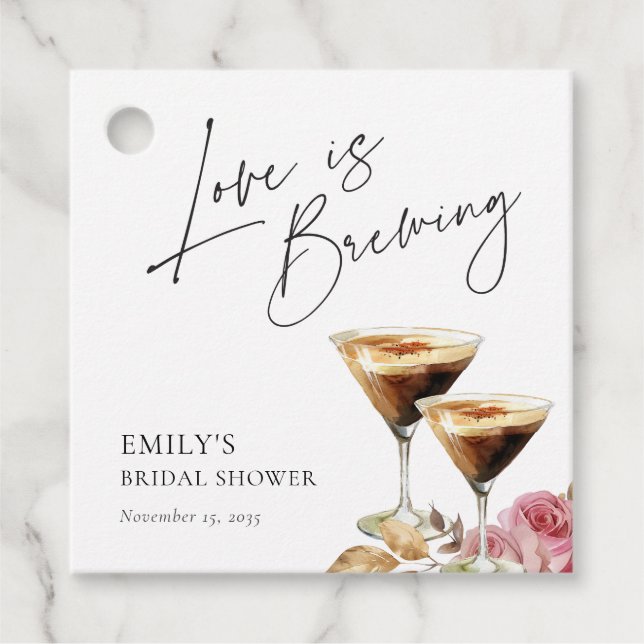 Kärlek bryggs Elegant bröllopsfest för bruden Gåvor Etiketter (Framsida)