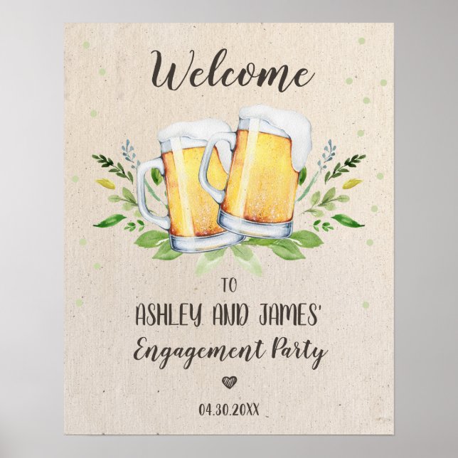 Kärlek bryggs Engagemang Fest Välkomstskylt Poster (Framsidan)