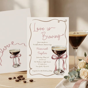 Kärlek bryggs Espresso Martini Bröllopsdusch Inbjudningar