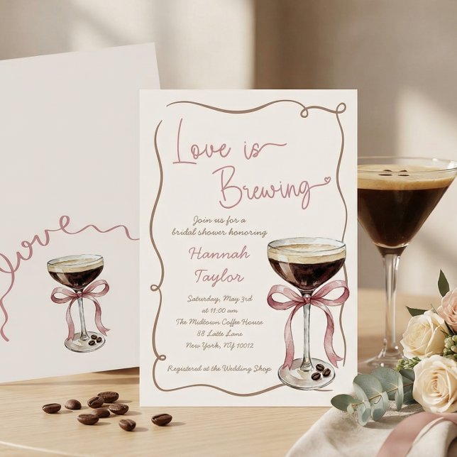 Kärlek bryggs Espresso Martini Bröllopsdusch Inbjudningar (Skapare uppladdad)