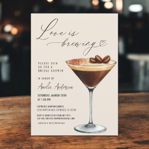 Kärlek bryggs Espresso Martini Bröllopsdusch Inbjudningar