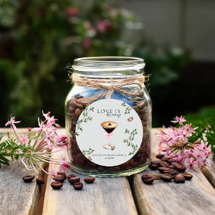 Kärlek bryggs Espresso Martini Bröllopsdusch Runt Klistermärke