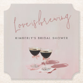 Kärlek bryggs Espresso Martini Bröllopsdusch Serve Underlägg Papper