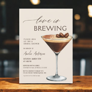 Kärlek bryggs Espresso Martini Bröllopsfest Inbjudningar