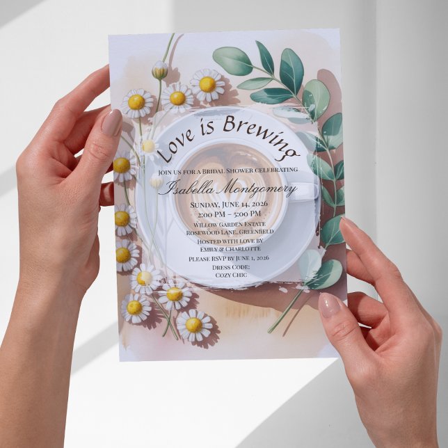 Kärlek bryggs Floral Espresso Bröllopsdusch Inbjudningar (Love Is Brewing Floral Espresso Bridal Shower Invitations
)