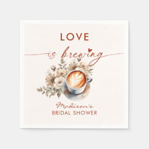 Kärlek bryggs Floral kaffe Bröllopsdusch Pappersservett