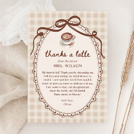 Kärlek bryggs Gingham Coffee Bridal Shower Tack Kort