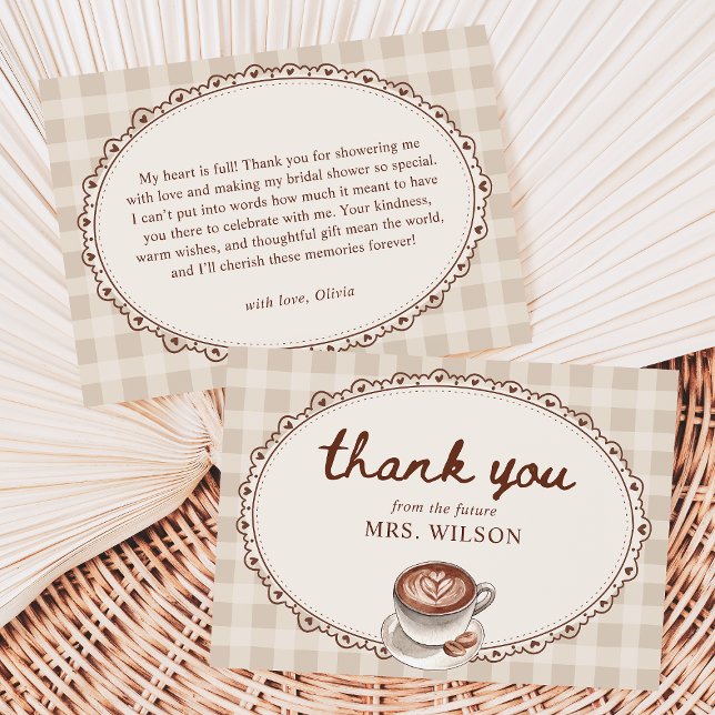 Kärlek bryggs Gingham Coffee Bridal Shower Tack Kort (Skapare uppladdad)
