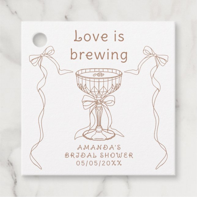 Kärlek bryggs Handritad Bröllopsdusch  Gåvor Etiketter (Framsida)