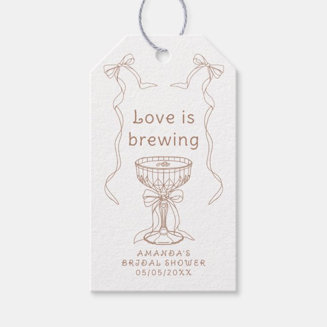 Kärlek bryggs Handritad Bröllopsdusch  Presentetikett (Framsidan)