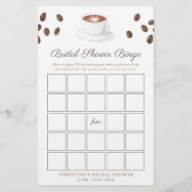 Kärlek bryggs kaffe Bröllopsdusch Bingo spel