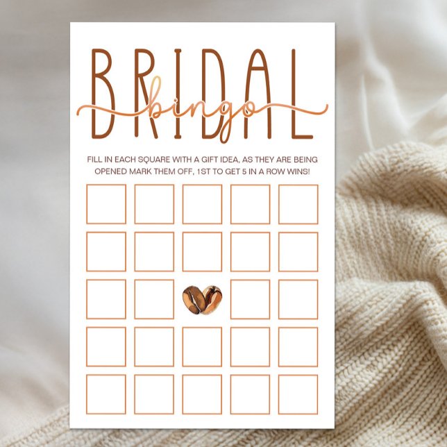 Kärlek bryggs kaffe bröllopsdusch Bingo spel (Bridal Bingo)