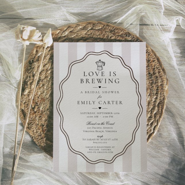 Kärlek bryggs kaffe bröllopsdusch  inbjudningar (Love is Brewing Modern Coffee Bridal Shower Invitation )