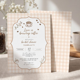 Kärlek bryggs kaffe Elegant Gingham Anpassad Inbjudningar