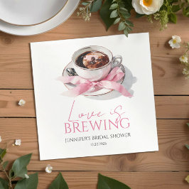 Kärlek bryggs kaffe rosa slinga bröllopsdusch pappersservett