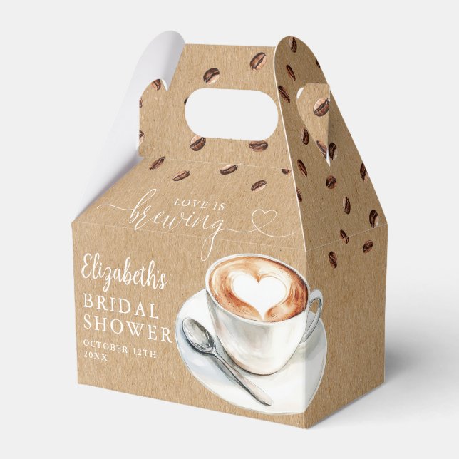 Kärlek bryggs Kaffe Rustik Bröllopsdusch Presentaskar (Framsidan Sidan)