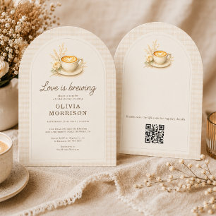 Kärlek bryggs Kaffe Rustik Floral Bröllopsdusch Inbjudningar