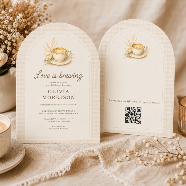 Kärlek bryggs Kaffe Rustik Floral Bröllopsdusch Inbjudningar (Skapare uppladdad)