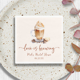 Kärlek bryggs kaffebönor bröllopsdusch pappersservett