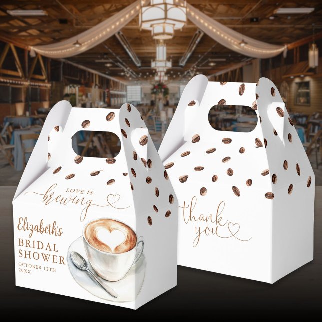 Kärlek bryggs kaffetema bröllopsdusch presentaskar (Love Is Brewing Coffee Theme Bridal Shower Favor Boxes)
