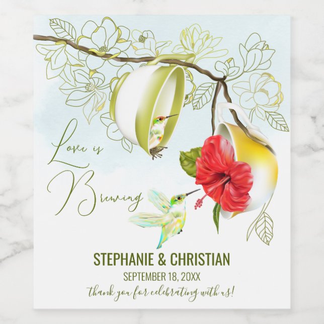 Kärlek bryggs kolibri vinflaska etikett (Singel etikett)