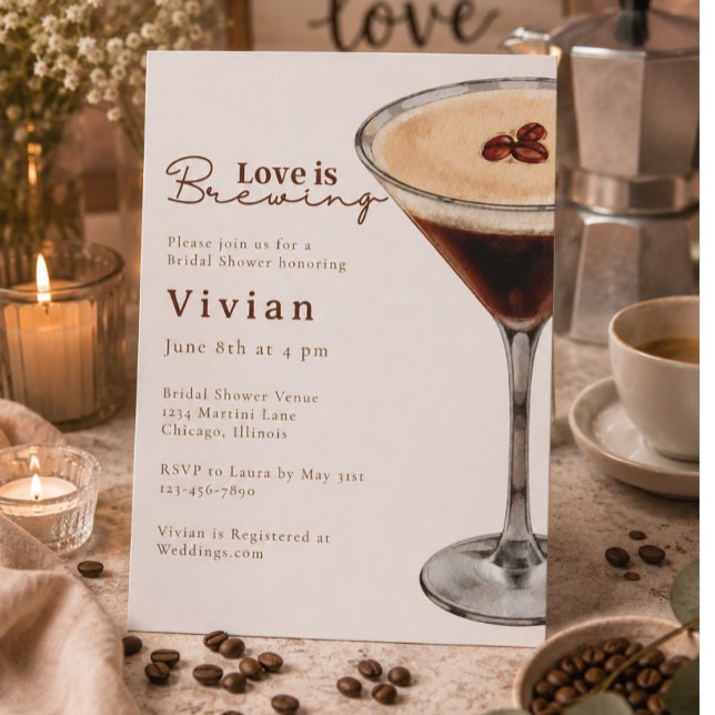Kärlek bryggs Martini Bröllopsdusch inbjudan (Skapare uppladdad)