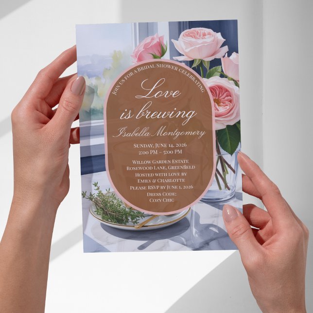 Kärlek bryggs Morning Latte Bröllopsdusch Inbjudningar (Love Is Brewing Morning Latte Bridal Shower Invitations
)