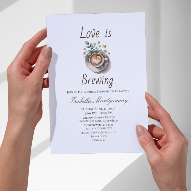 Kärlek bryggs mysig espresso bröllopsfest inbjudningar (Love Is Brewing Cozy Espresso Bridal Shower Invitations)
