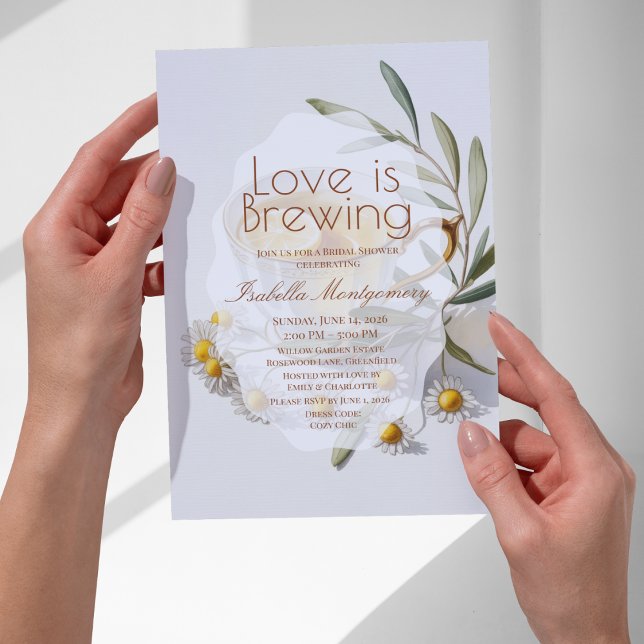 Kärlek bryggs Pastell Tea Bröllopsdusch Inbjudningar (Love Is Brewing Pastel Tea Bridal Shower Invitations
)