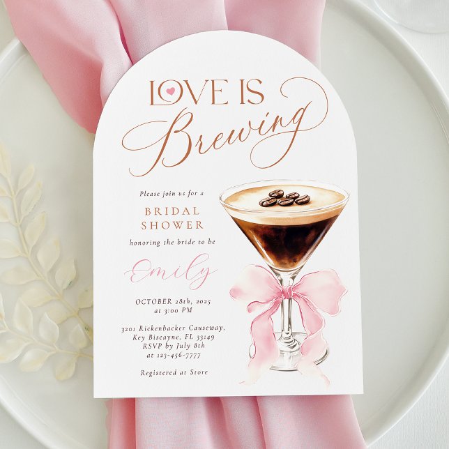 Kärlek bryggs Rosa Bow Bröllopsfest  Inbjudningar (Skapare uppladdad)