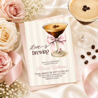 Kärlek bryggs Rosa Espresso Kaffe Bröllopsfest Inbjudningar