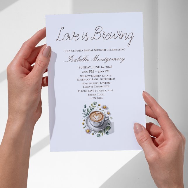Kärlek bryggs rustic espresso bröllopsdusch inbjudningar (Love Is Brewing Rustic Espresso Bridal Shower Invitations
)