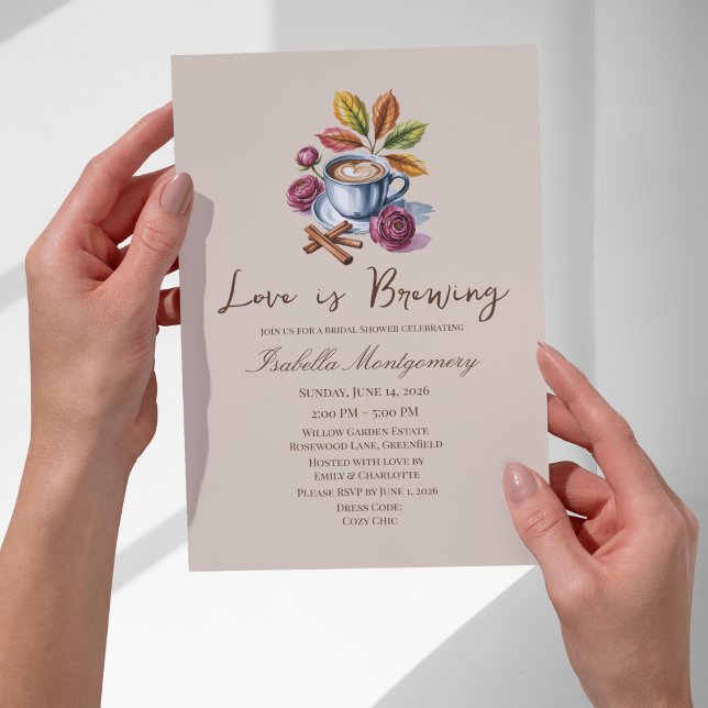 Kärlek bryggs rustic kaffe bröllopsdusch inbjudningar (Love Is Brewing Rustic Coffee Bridal Shower Invitations
)
