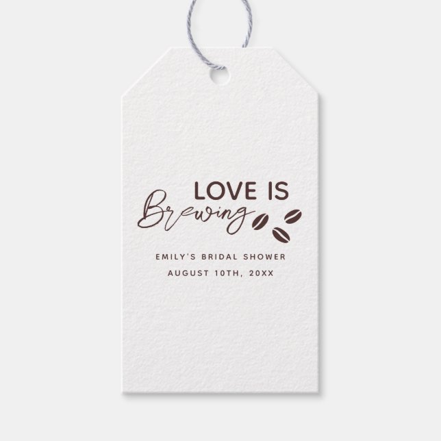 Kärlek bryggs tema för bröllopsfest presentetikett (Framsidan)