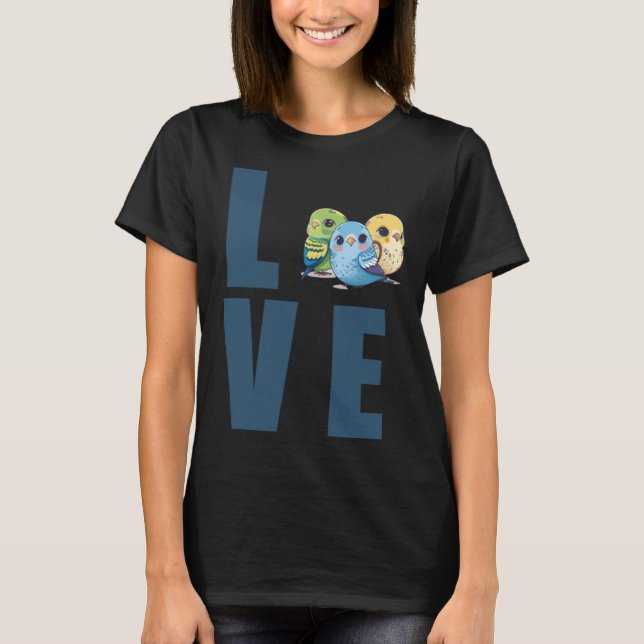 Kärlek Budgie Mamma Budgerigar Parakeet Bird Pullo T Shirt (Framsida)