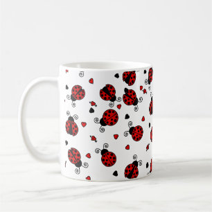 Kärlek buggar röda nyckelpigor kaffemugg